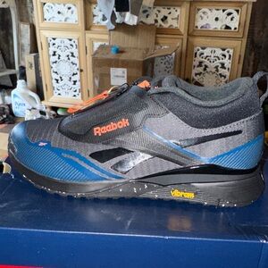 Reebok Black and Blue Sneakers with Orange Details